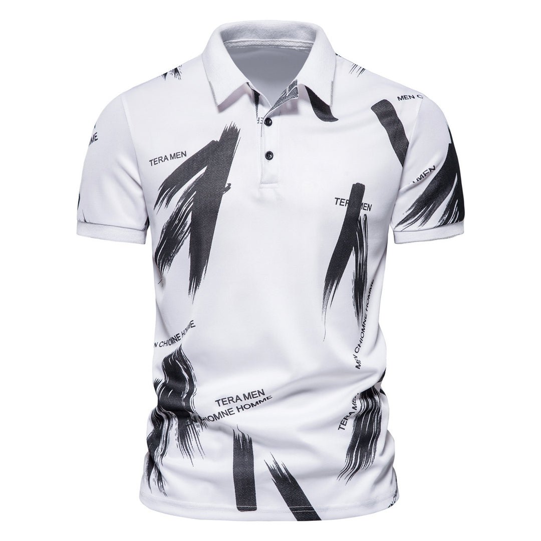 Herren Polo-Shirt mit modernem Grafikdesign und atmungsaktiver Baumwollmischung Echoarchiv