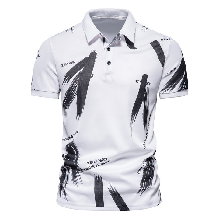 Herren Polo-Shirt mit modernem Grafikdesign und atmungsaktiver Baumwollmischung Echoarchiv