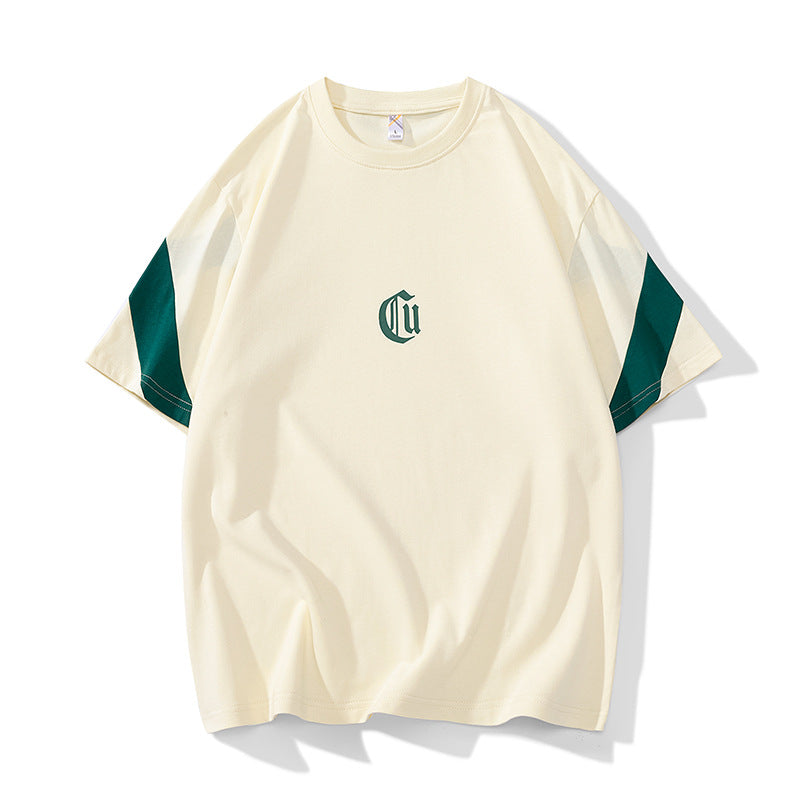 Herren Oversize-Baumwoll-T-Shirt mit Kontrastärmeln und Gothic-Logo Echo Archiv