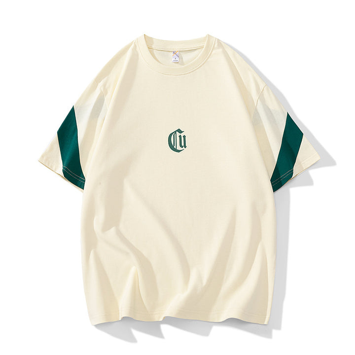Herren Oversize-Baumwoll-T-Shirt mit Kontrastärmeln und Gothic-Logo Echo Archiv