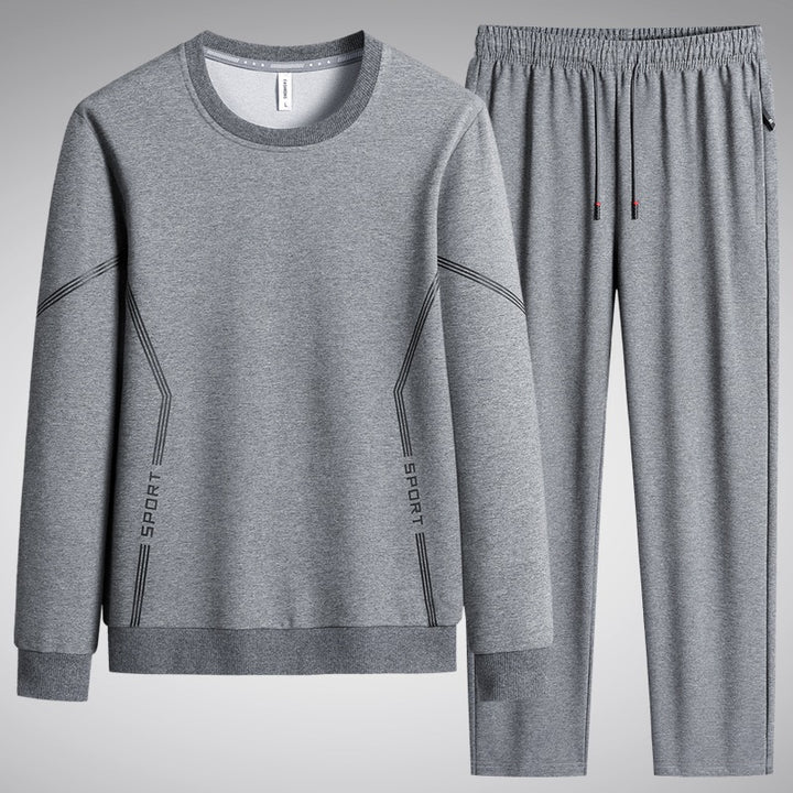 Herren Sportliches Freizeit-Jogginganzug-Set aus atmungsaktivem Funktionsfleece mit Rundhalsausschnitt & Kordelbund Echoarchiv