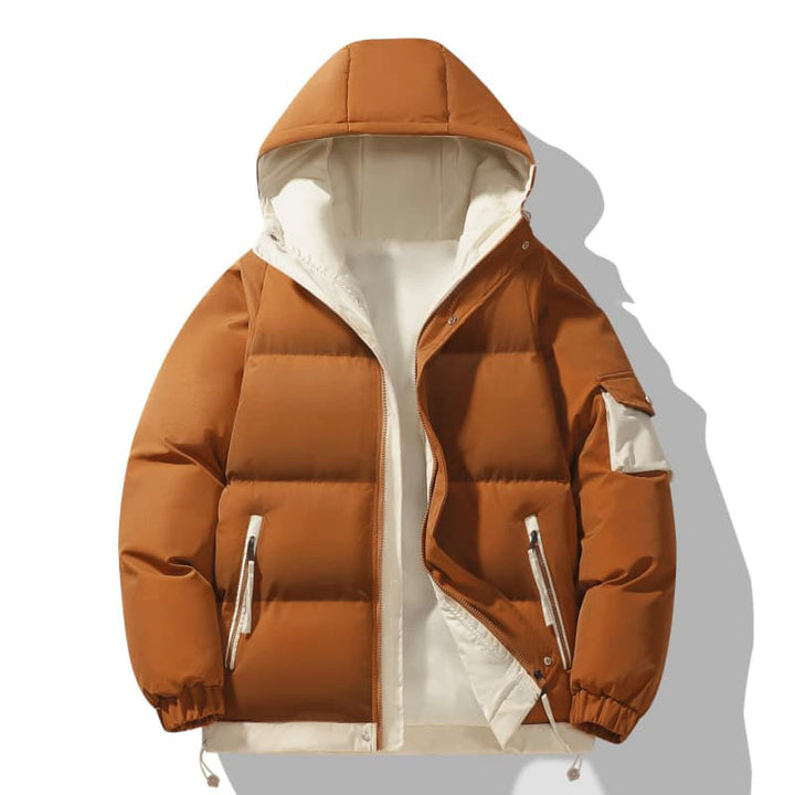 Herren urban gepolsterter Anorak mit Kapuze, kontrastierendem Futter und Mehrfachtaschen – Marzano