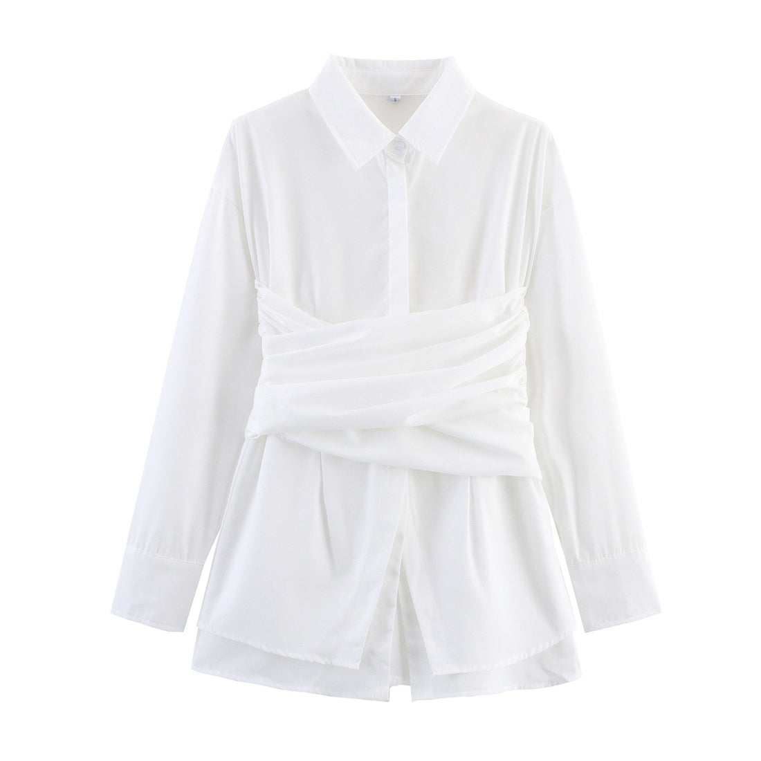 Damen Wickeloptik-Hemdbluse mit drapiertem Tailleneinsatz Echoarchiv