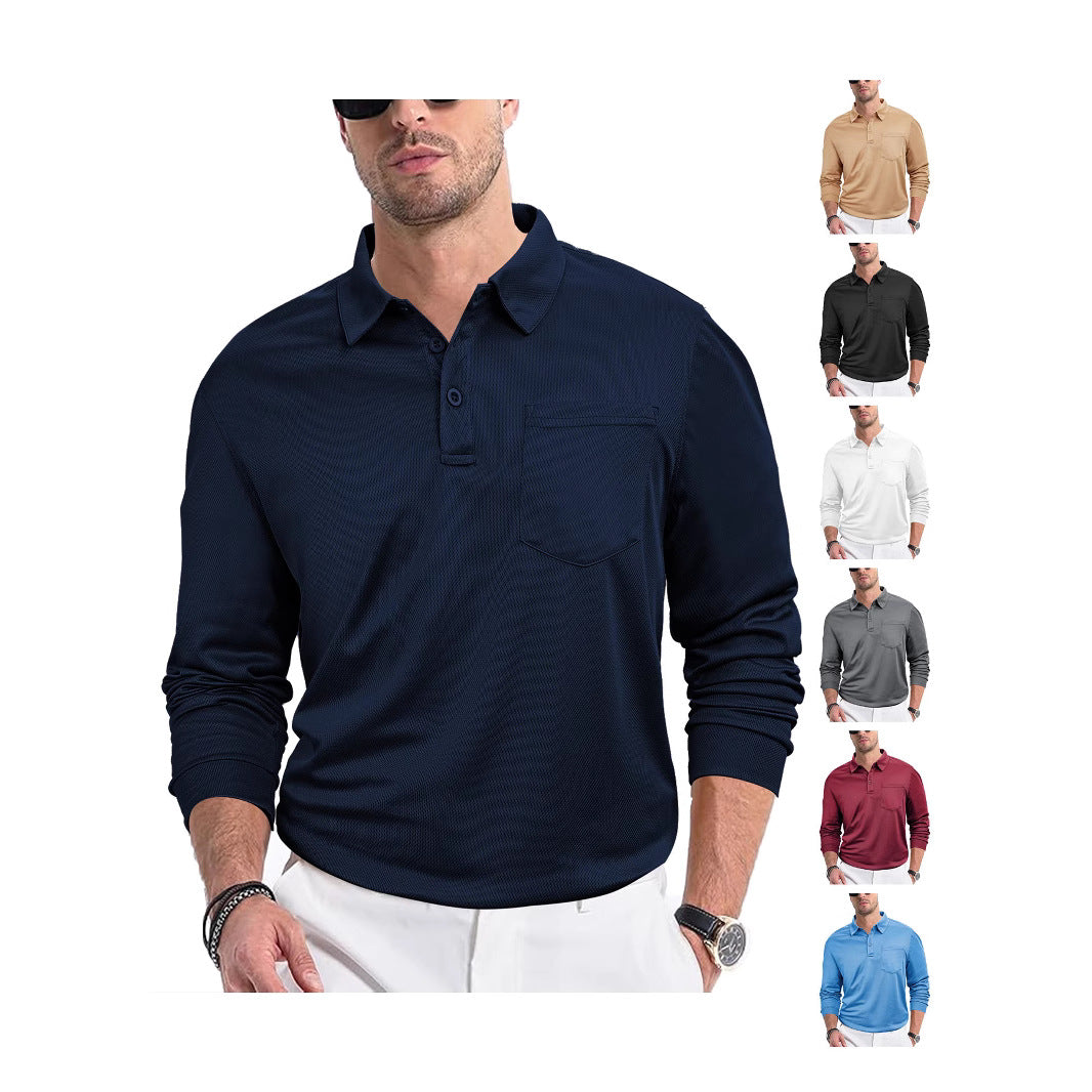 Herren Polohemd mit modernem Strukturdesign und praktischer Brusttasche Echoarchiv