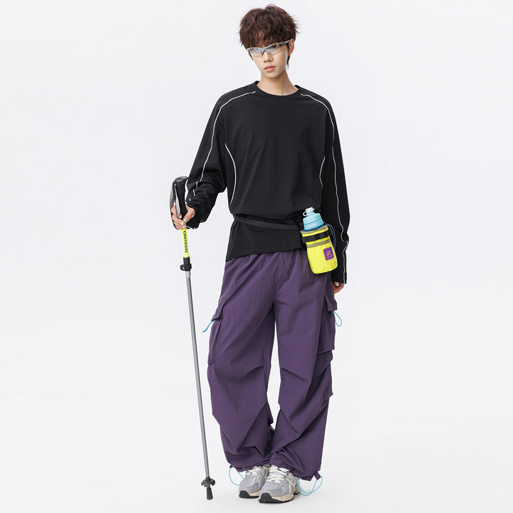 Damen Oversize-Langarmshirt aus Waffel‑ und Jersey‑Mix mit kontrastierenden Flatlocknähten Echo Archiv