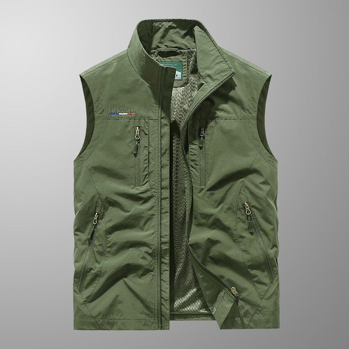 Herren Multifunktionale Outdoor-Utility‑Weste mit Mesh‑Innenfutter und zahlreichen Taschen – Marzano