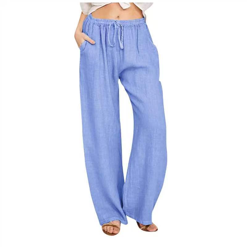 Damen nan weite Leinenhose mit Tunnelzug, hoher Bund und praktischen Seitentaschen Echo Archiv