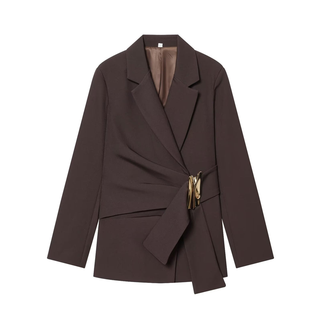 Damen nan elegante High‑Waist Weitbein-Anzughose mit flachem Bund und verdeckter Naht Echo Archiv