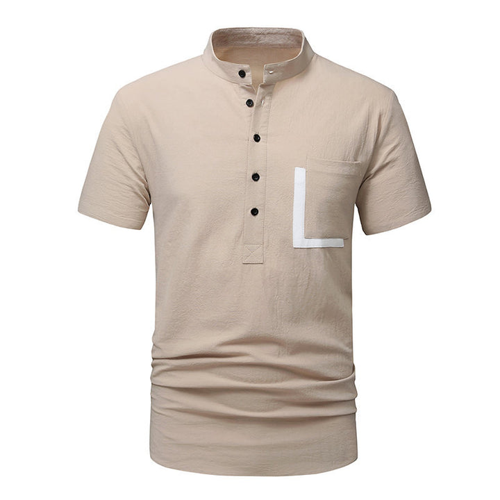 Herren Kurzarm-Henley-Shirt mit praktischem Knopfverschluss Echoarchiv