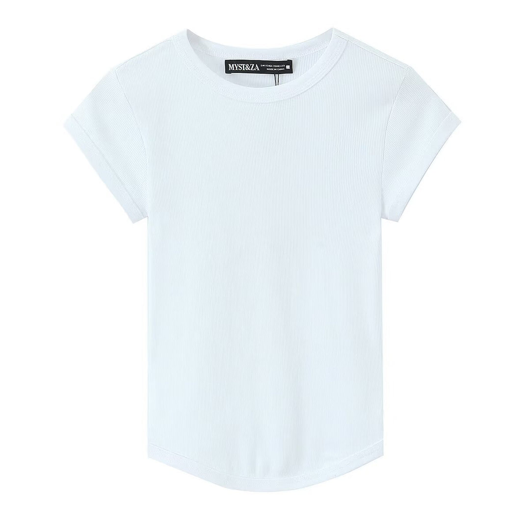 Damen hochwertiges, figurbetontes Basic-T-Shirt mit feiner Rippstruktur Echo Archiv