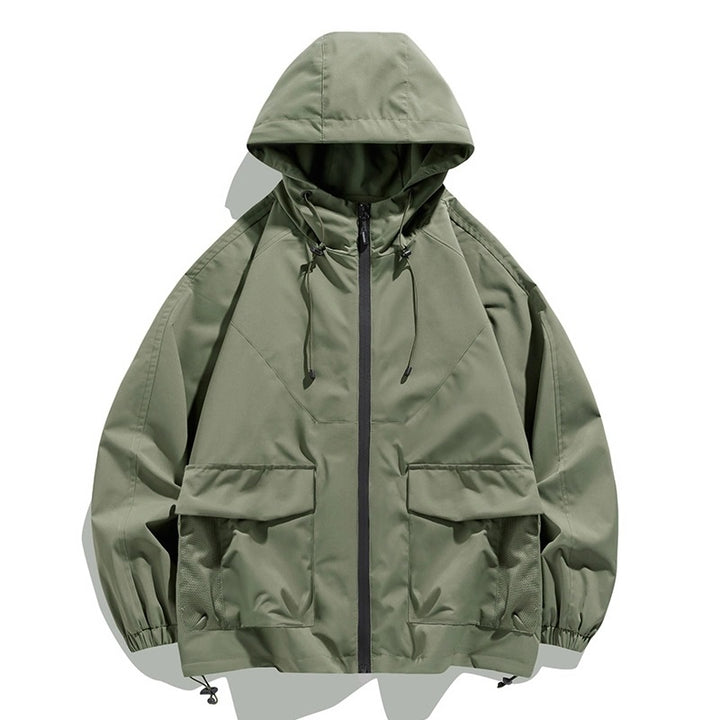Herren Oversize Utility-Softshelljacke mit Kapuze, aufgesetzten Taschen & verstellbarem Saum Echo Archiv