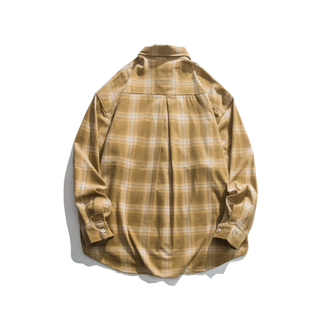 Herren Oversized Karo-Hemd aus leichter Baumwollmischung mit aufgesetzter Brusttasche und gerundetem Saum Echoarchiv