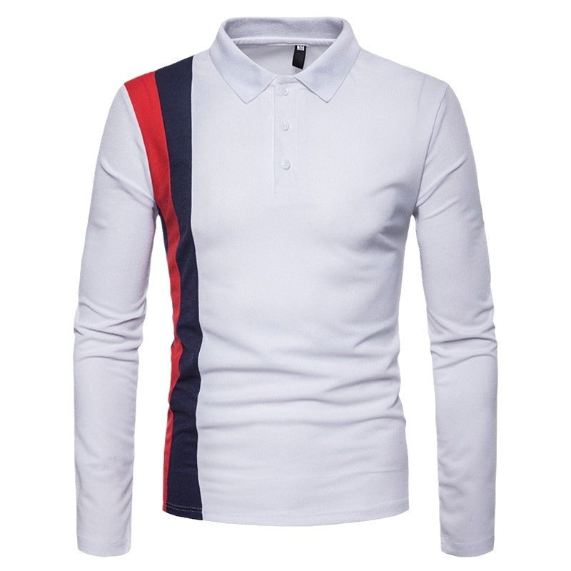 Herren Langarm Poloshirt mit modernen Farbblockstreifen Echoarchiv