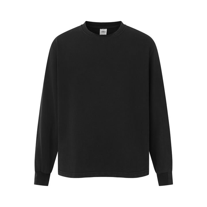 Unisex Minimalistisches Heavyweight Rundhals-Sweatshirt mit verstärktem Kragen und verlängertem Rückensaum Echoarchiv