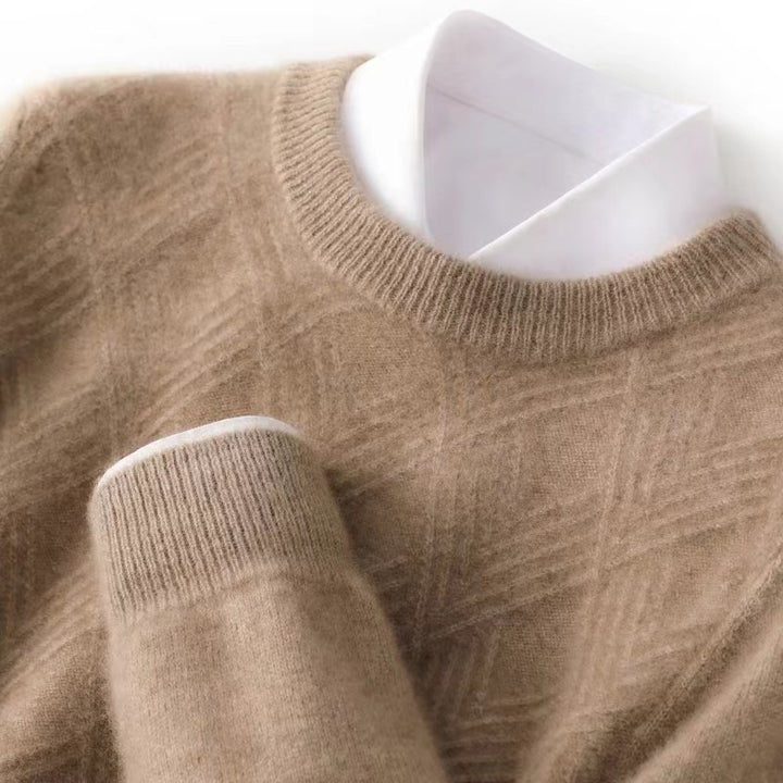 Herren Kurzrollkragenpullover aus Merino‑Mix mit diagonaler Rautenstruktur Echoarchiv