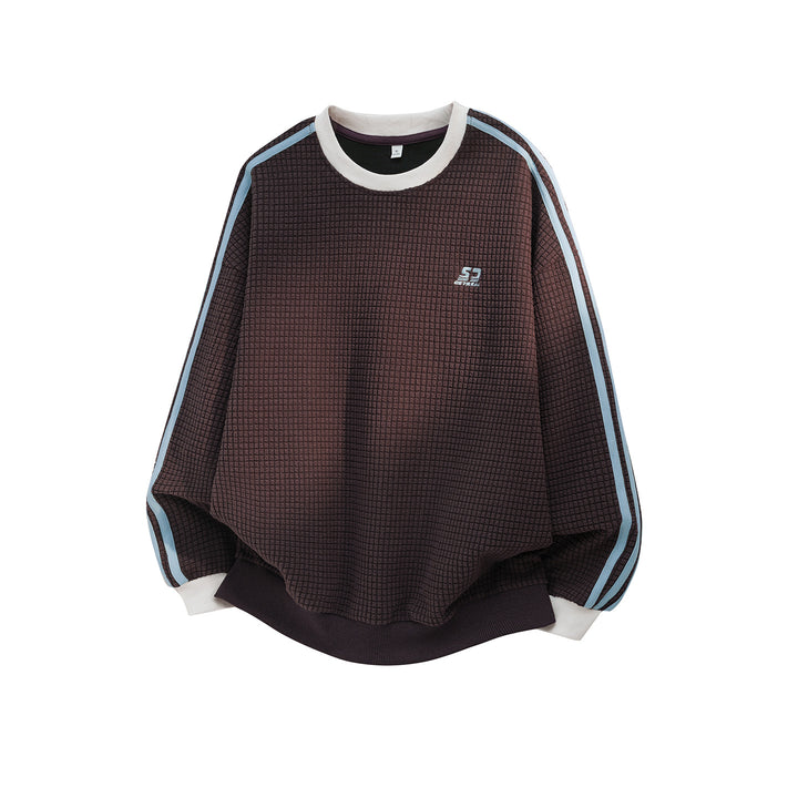 Unisex Oversize Sweatshirt mit Waffelstruktur, Kontraststreifen an Ärmeln und gerippten Bündchen Echo Archiv