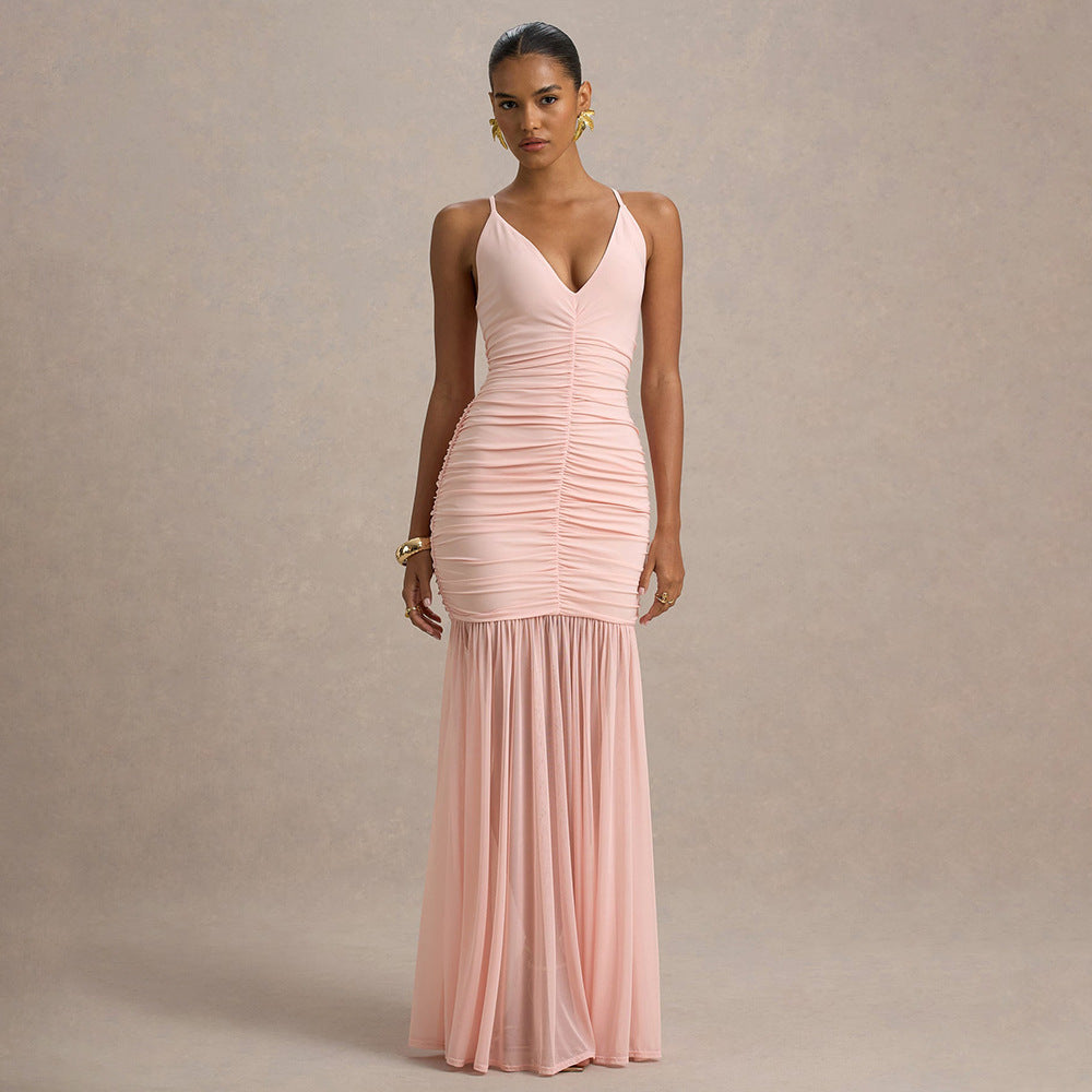 Damen Elegantes bodenlanges Kleid mit raffinierten Rüschendetails Echo Archiv