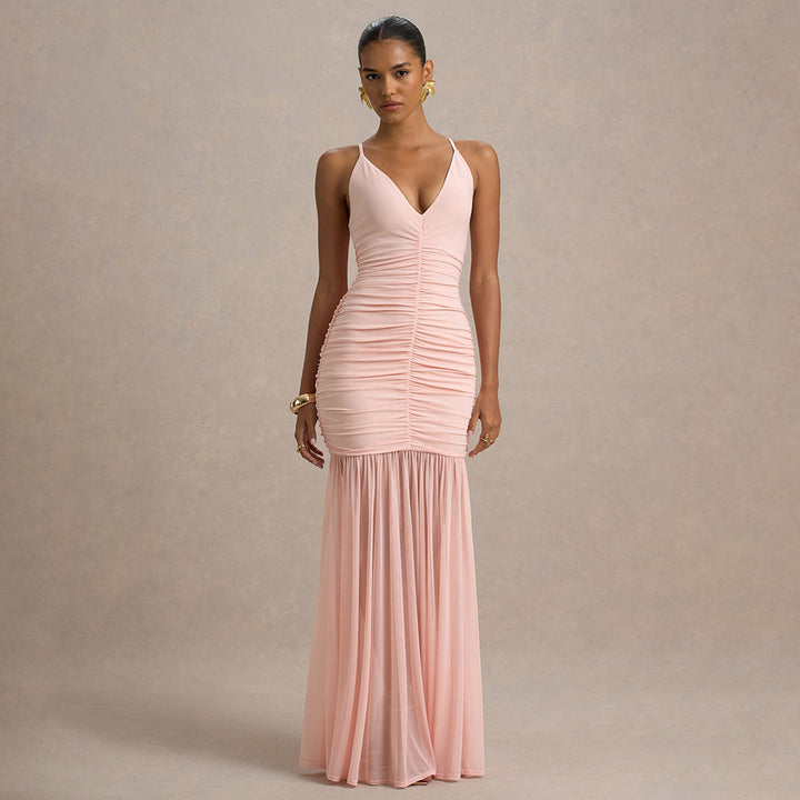 Damen Elegantes bodenlanges Kleid mit raffinierten Rüschendetails Echo Archiv