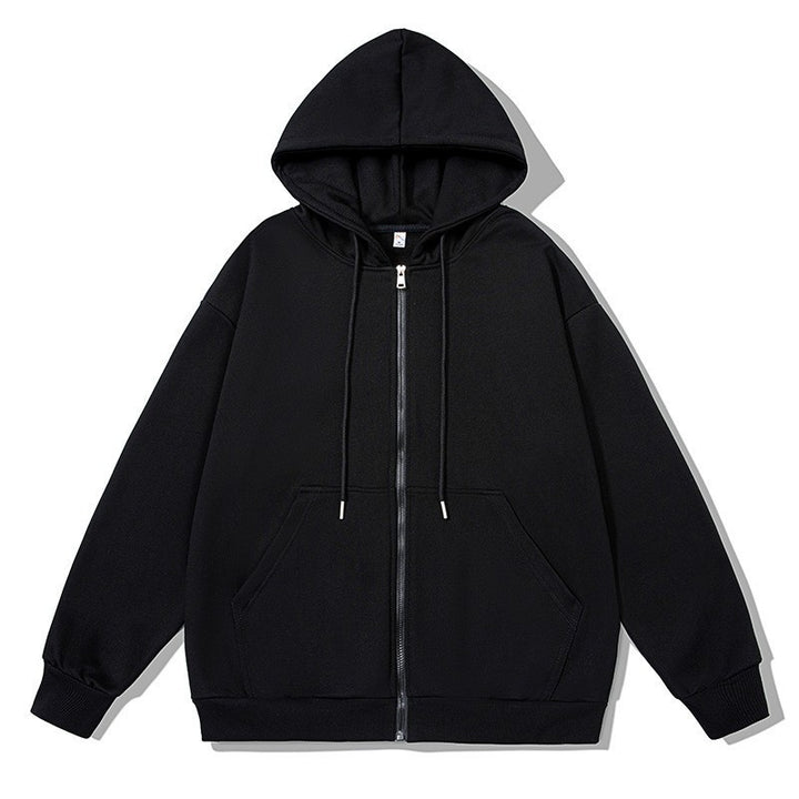 Unisex oversized Kapuzenjacke mit ausladendem Schulterschnitt, durchgehendem Reißverschluss und French-Terry Echo Archiv