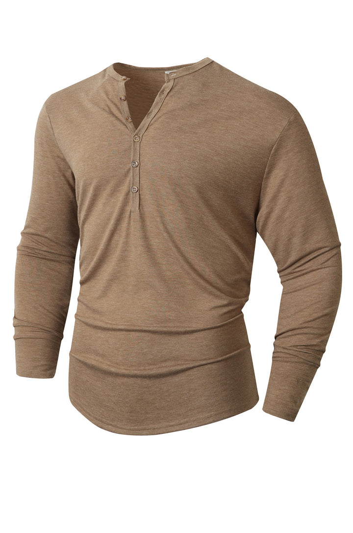 Herren Langarm Henley-Shirt mit Knopfleiste und weichem Baumwollmix Echoarchiv