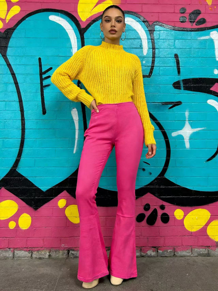 Damen modische Flared Jeanshose mit hohem Bund und komfortablem Schnitt Echo Archiv