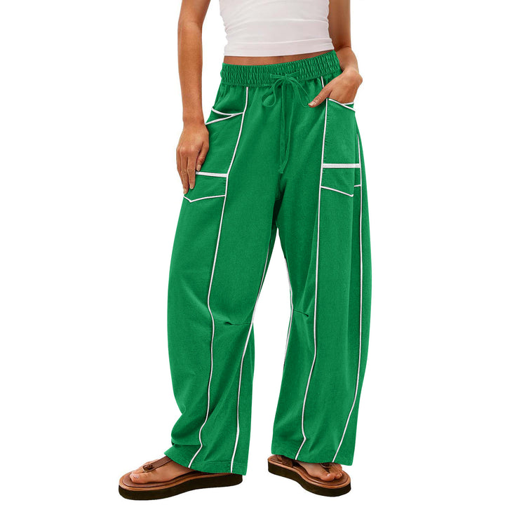 Damen nan weite Lounge-Hose mit Kordelzug, Kontrastpaspelierung und Cargo-Taschen Echo Archiv