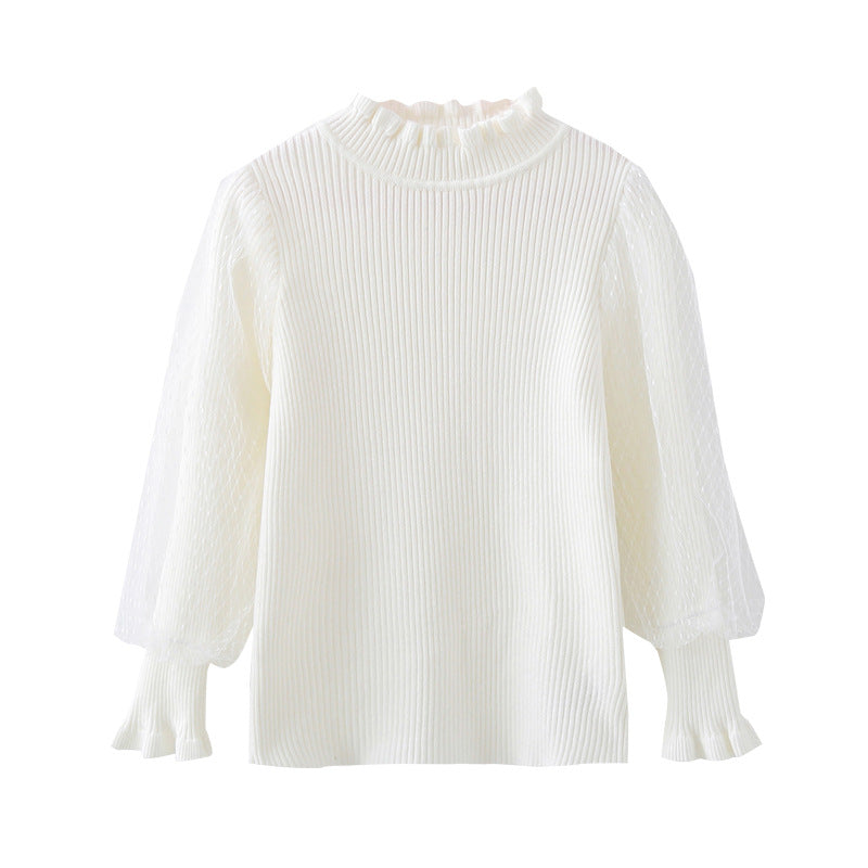 Mädchen elegantes Pullover mit transparenter Spitzenärmel Echo Archiv