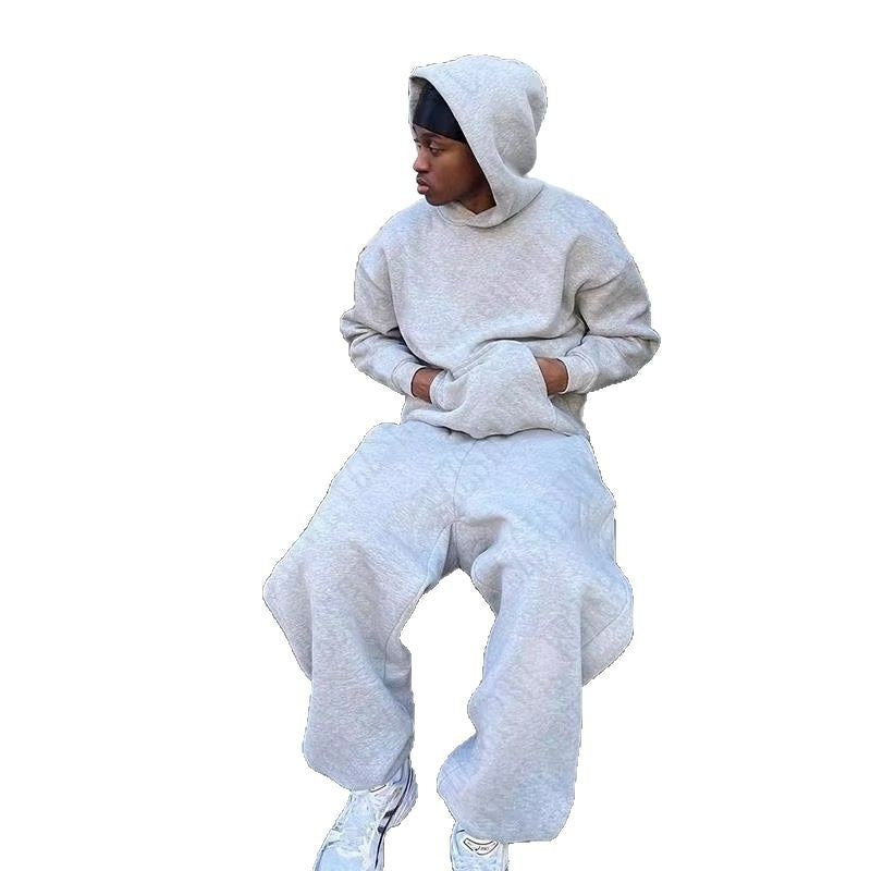 Herren nan urbaner Boxy-Hoodie mit verkürztem Rumpf, überschnittener Schulter und weichem Fleece-Innenfutter Echo Archiv