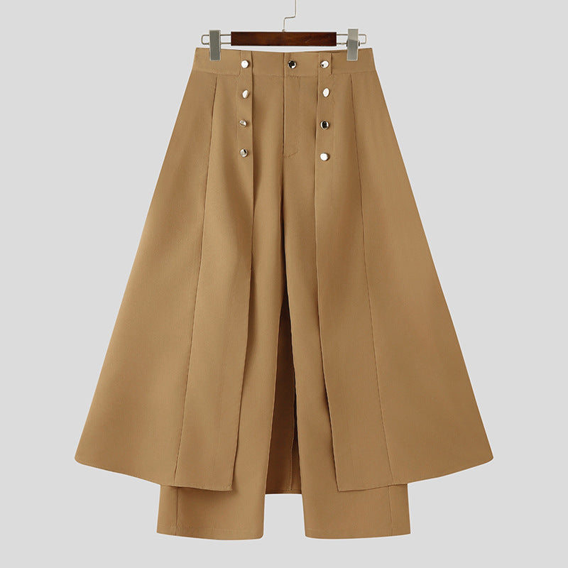 Damen nan taillenhoher ausgestellter Midi-Wickelrock mit innerer Culotte und Zierknopfleiste Echo Archiv
