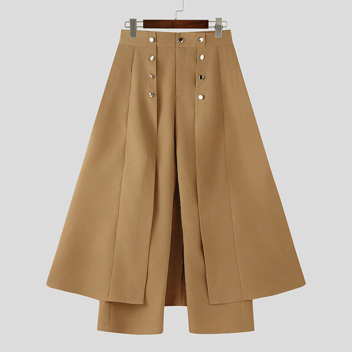 Damen nan taillenhoher ausgestellter Midi-Wickelrock mit innerer Culotte und Zierknopfleiste Echo Archiv
