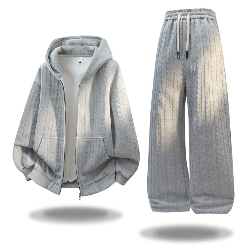 Damen Oversize Strick‑Kapuzenjacke mit Zopfmuster, Reißverschluss & Kängurutaschen Echoarchiv
