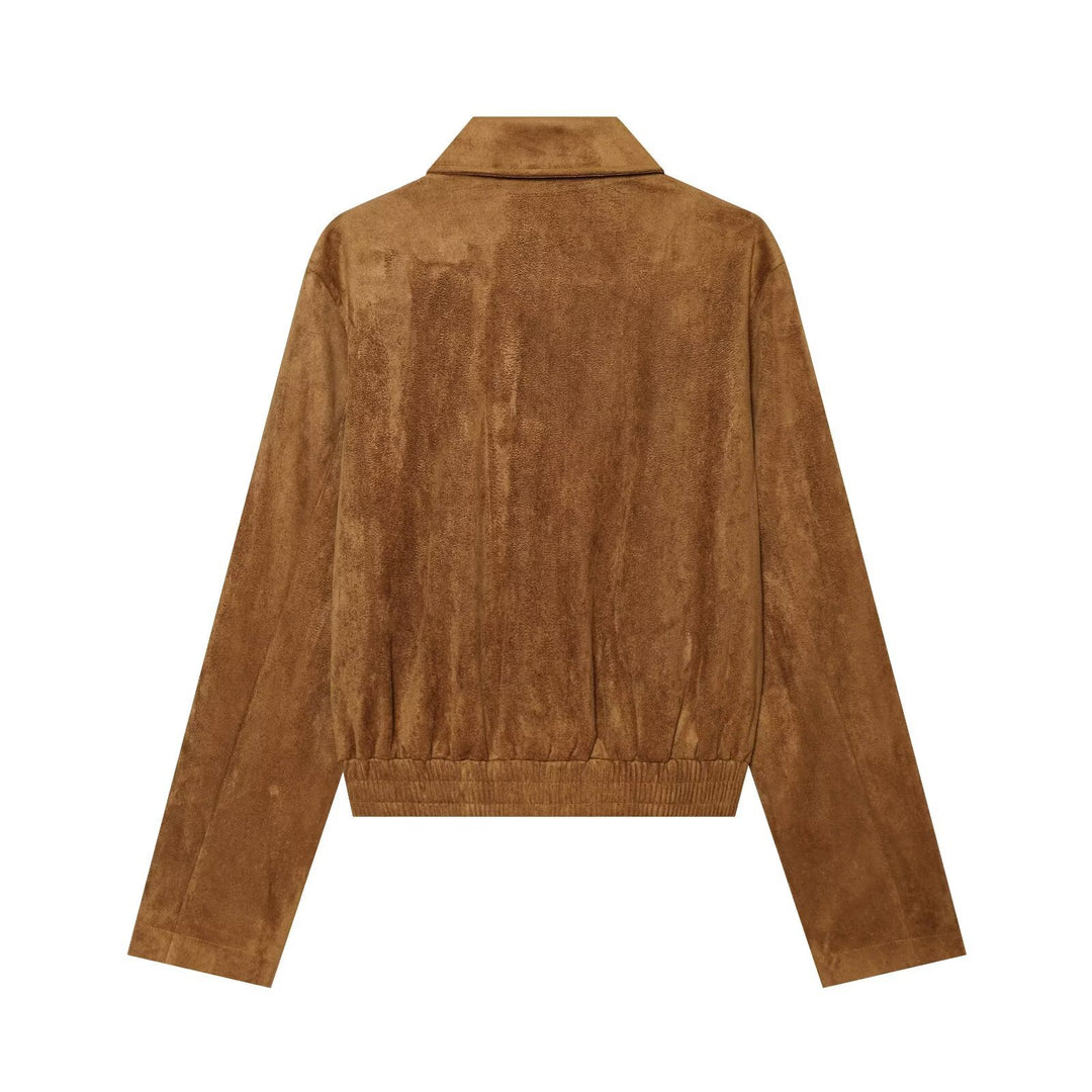 Damen Kurzjacke im Vintage‑Velours‑Stil mit Zierknopfleiste und elastischem Saum Echo Archiv