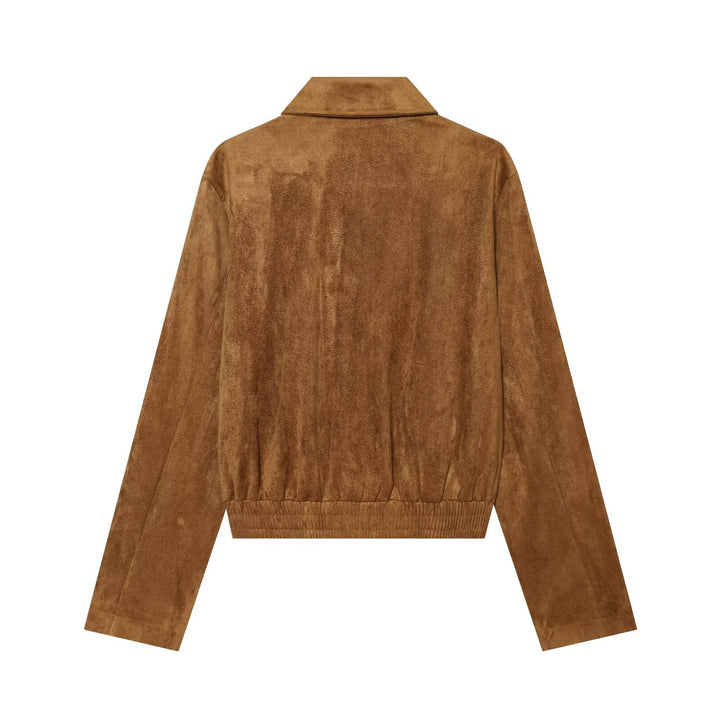 Damen Kurzjacke im Vintage‑Velours‑Stil mit Zierknopfleiste und elastischem Saum Echo Archiv