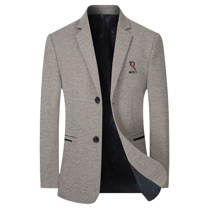Herren Sakko Slim-Fit aus strukturierter Wollmischung mit kontrastiertem Innenfutter – Tianoro