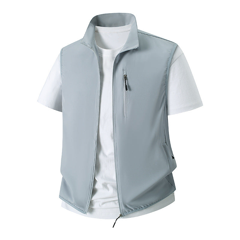 Herren Leichte Softshell-Utility-Weste mit Stehkragen, wasserabweisender Außenlage und Reißverschlusstaschen Echoarchiv