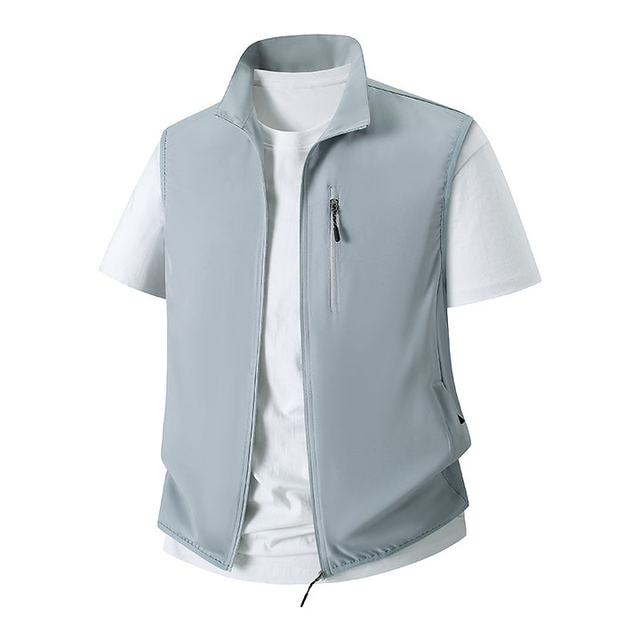 Herren Leichte Softshell-Utility-Weste mit Stehkragen, wasserabweisender Außenlage und Reißverschlusstaschen Echoarchiv