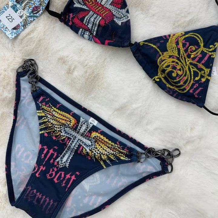 Damen Triangel-Bikini mit kreativem Muster Echo Archiv