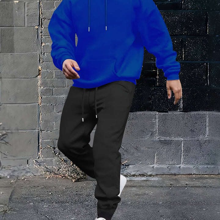 Herren Sportiver Kapuzenanzug mit verstellbarem Bund und seitlichen Taschen Echoarchiv