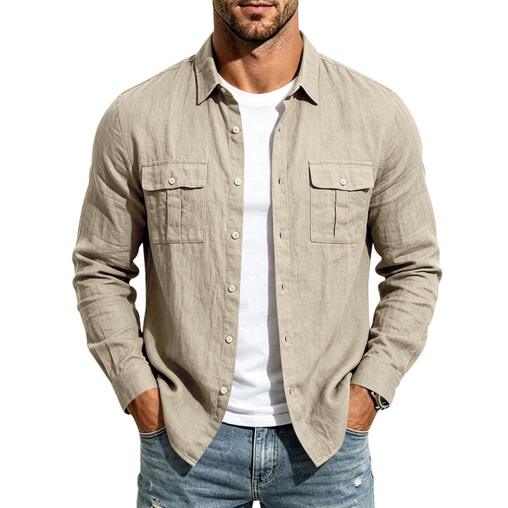 Herren Leinenhemd mit Brusttaschen und lässigem Overshirt Echoarchiv