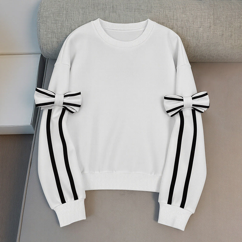 Damen Sweatshirt mit Zierstreifen und Schleifendetail an den Ärmeln – Mavelle