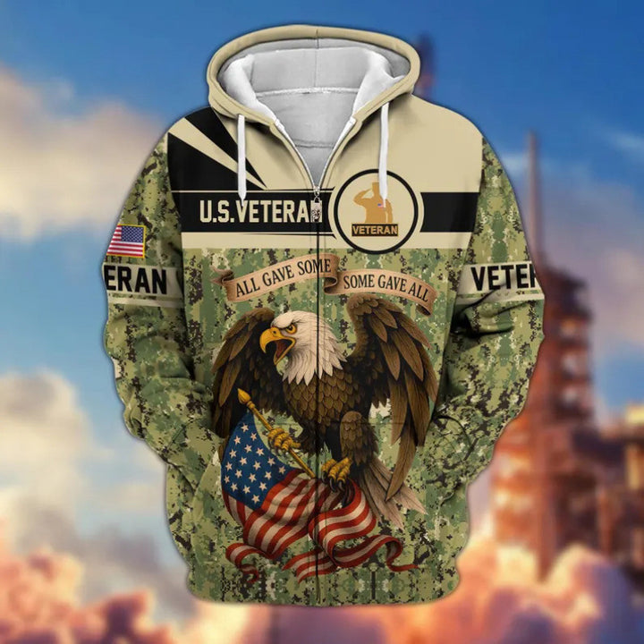 Herren Kapuzensweater mit amerikanischem Veteranenmotiv Echoarchiv