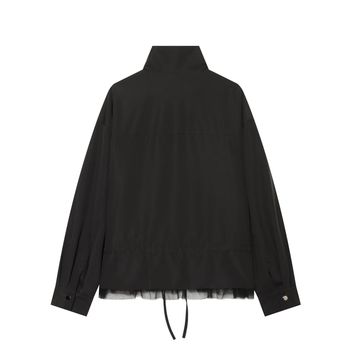Damen leichte taillierbare Windjacke mit Stehkragen, Tunnelzug und Tüllbesatz Echo Archiv