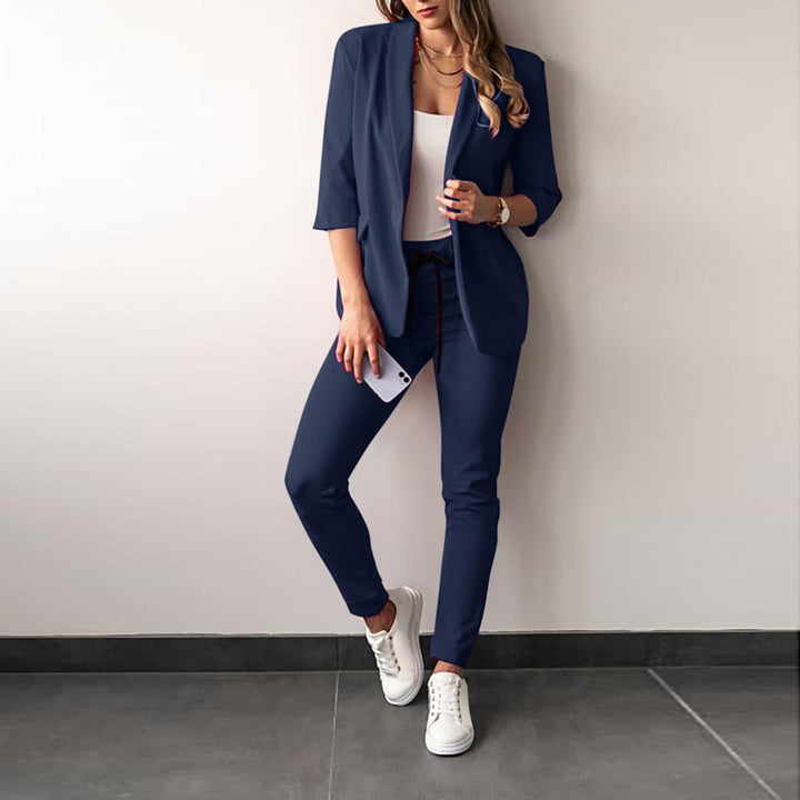 Damen elegantes und Echoarchivrnes Anzug-Set mit tailliertem Blazer und schmalen Hosen Echoarchiv