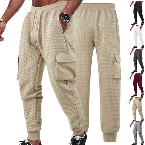 Herren nan gesteppte Cargo-Jogginghose mit Waffelstruktur Kordelbund und aufgesetzten Klappentaschen Echo Archiv