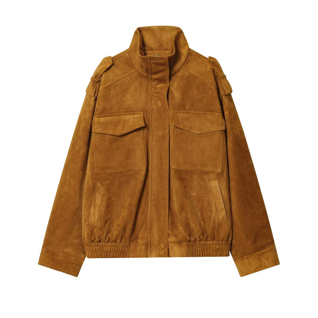 Damen Wildleder-Fieldjacke mit Stehkragen, Epauletten und aufgesetzten Brusttaschen Echo Archiv