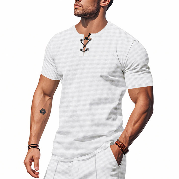 Herren Kurzarm Henley-Shirt mit interessanter Knopfleiste Echoarchiv