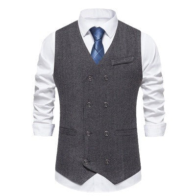 Herren elegante Doppelreiher-Weste im strukturierten Design Echoarchiv
