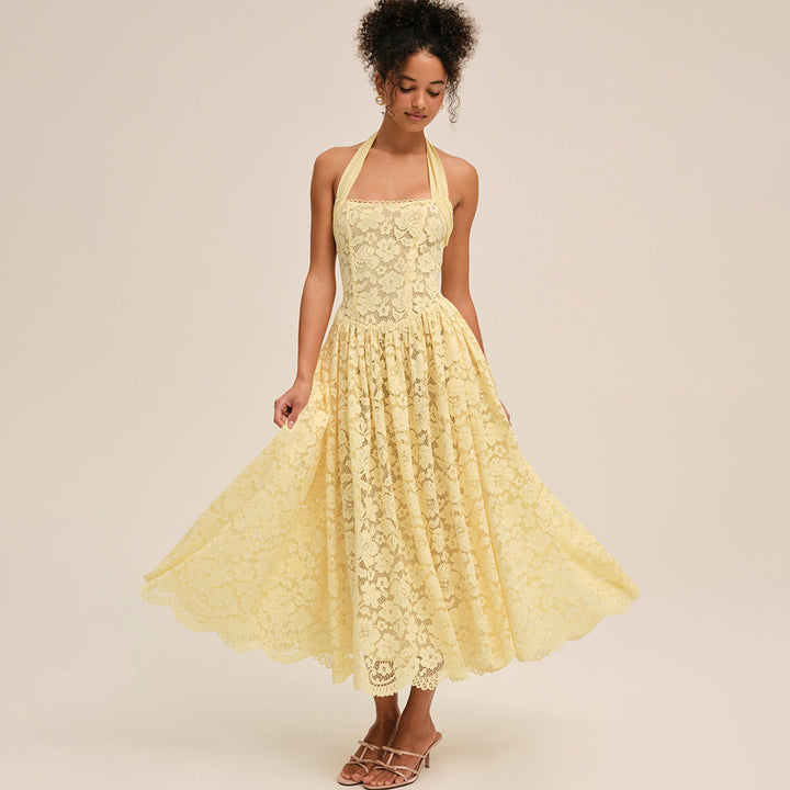Damen Elegant Spitzenkleid mit geflochtenem Träger Echo Archiv