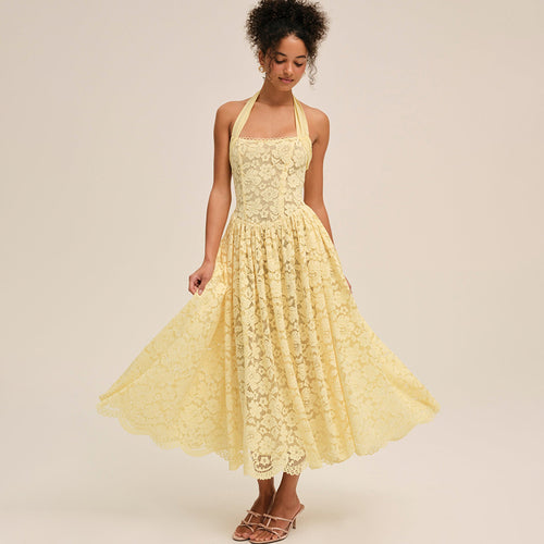 Damen Elegant Spitzenkleid mit geflochtenem Träger Echo Archiv