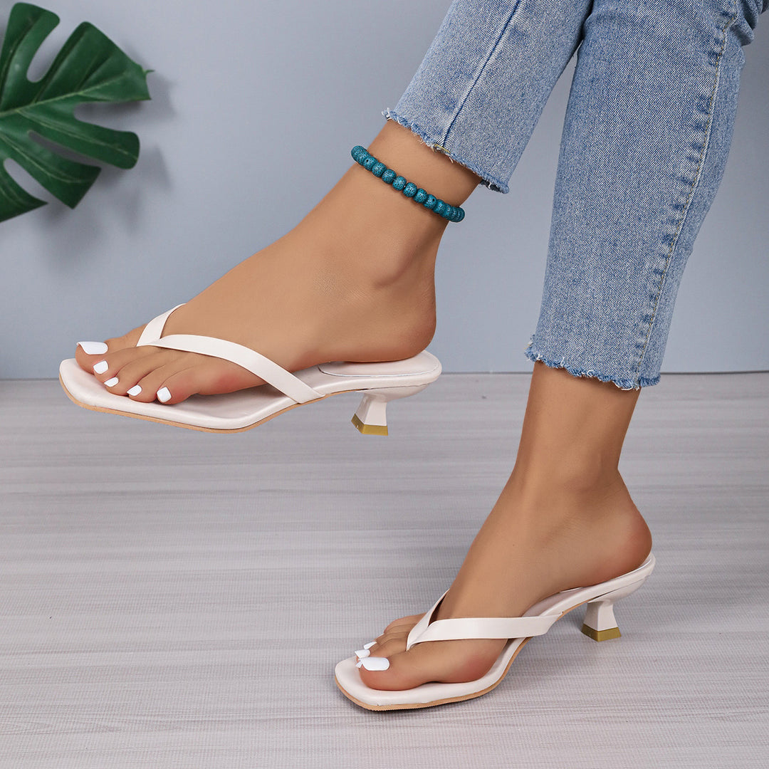 Damen nan elegante Zehensteg-Mules mit niedrigem Blockabsatz und quadratischer Zehenform Echo Archiv